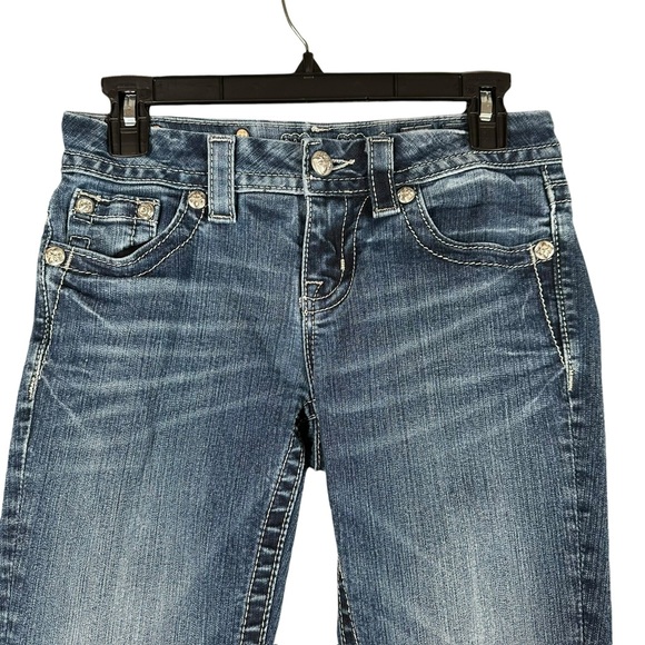 Miss Me Women’s 26 Mid Rise Skinny Jeans Fleur De Lis Pockets Embellished - Picture 13 of 16